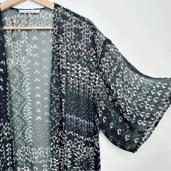 Daniel Rainn Womens One Size Print Over Open Kimono Sheer Fabric - Picture 6 of 12